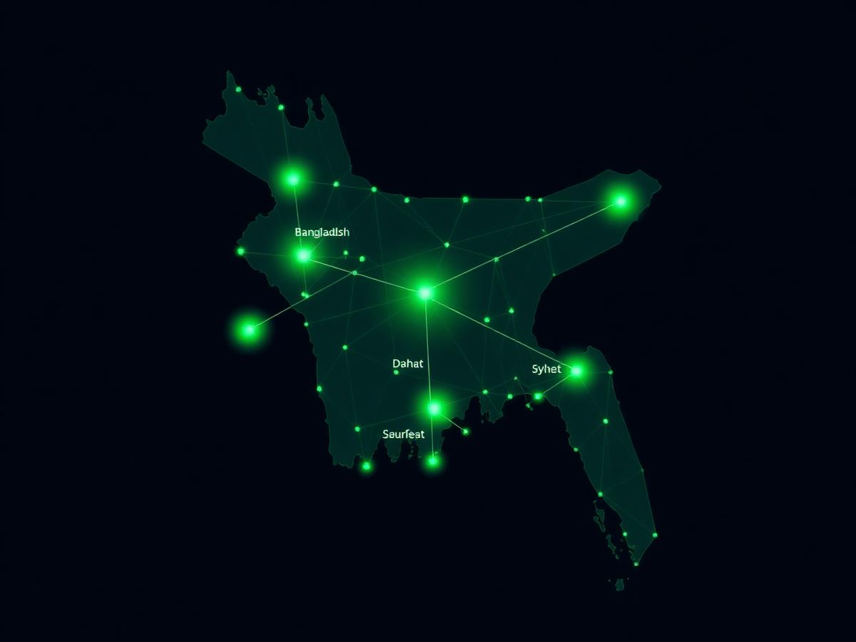 Map of Bangladesh showing DropShop BD delivery routes linking Dhaka, Chattogram and Sylhet